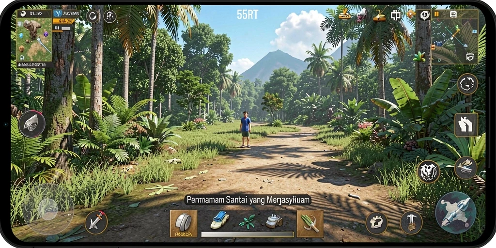 Screenshot utama 55RT menampilkan gameplay yang menyenangkan dan penuh warna.