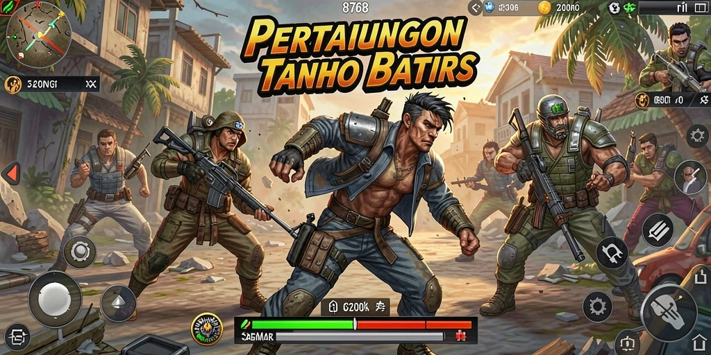 Tampilan aksi mendebarkan dalam gameplay 8768 yang intens.