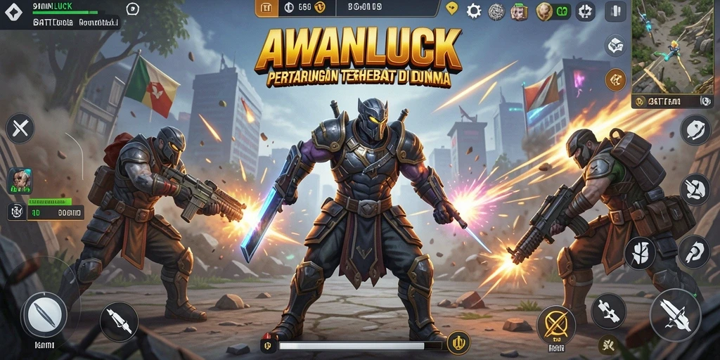 Gameplay seru dan mendebarkan di AWANLUCK Battle Royale.