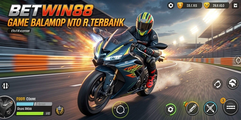 Tampilan gameplay BETWIN88 yang intens dan mendebarkan saat balap motor.