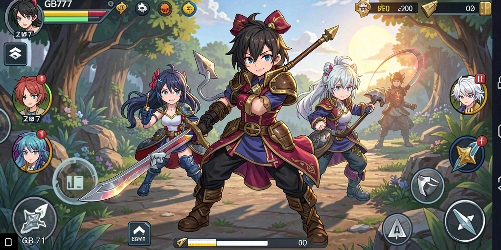 Tampilan gameplay seru di GB777 dengan karakter anime favorit.