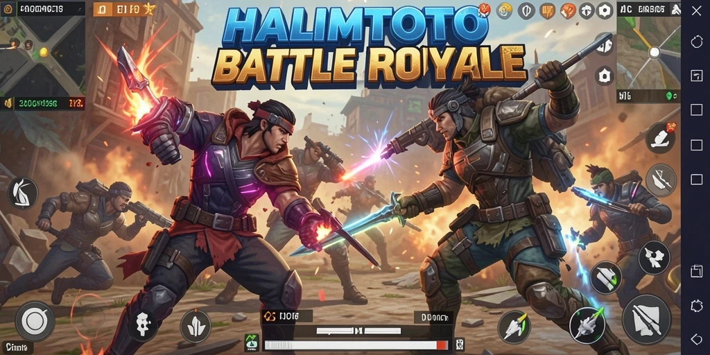 Gameplay HALIMTOTO yang mendebarkan di arena Battle Royale.