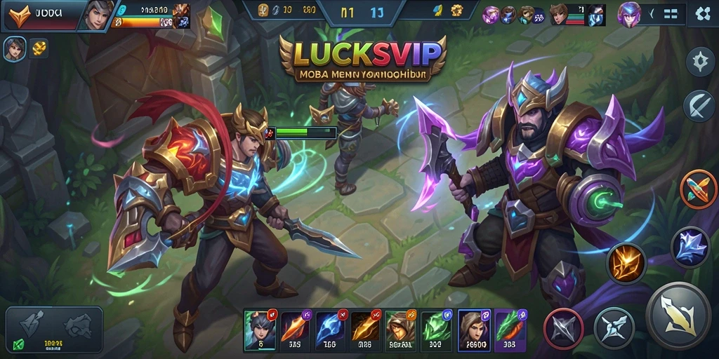 Tampilan gameplay MOBA yang seru dan penuh aksi di LUCKSVIP.
