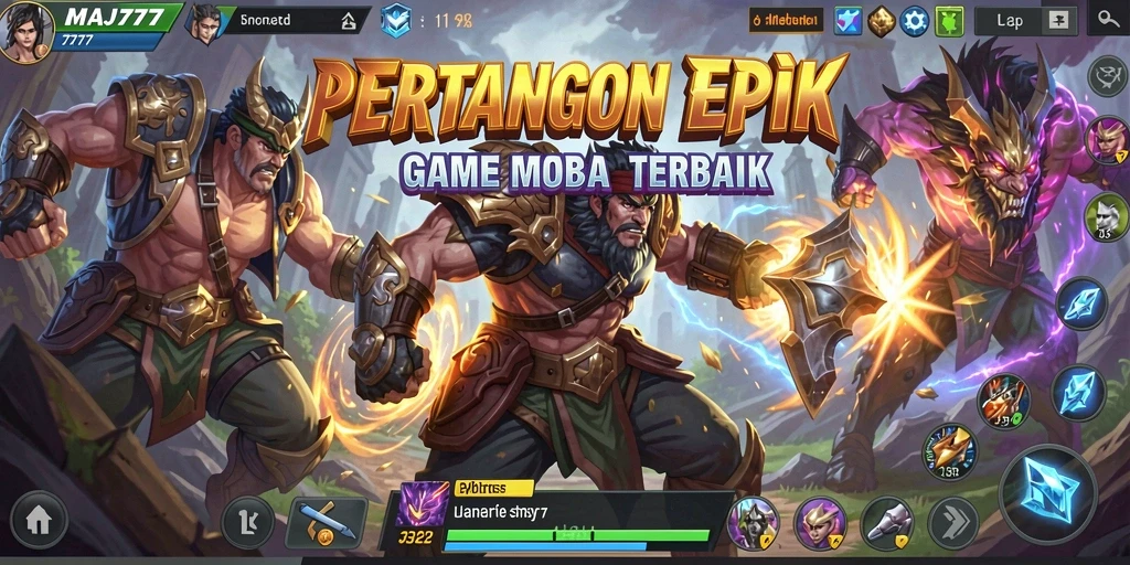 Screenshot gameplay MAJ777 yang menunjukkan aksi seru di arena MOBA.