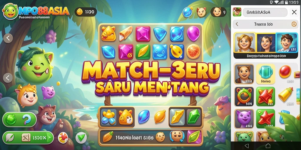 Tampilan utama MPO88ASIA menampilkan gameplay seru Match-3.