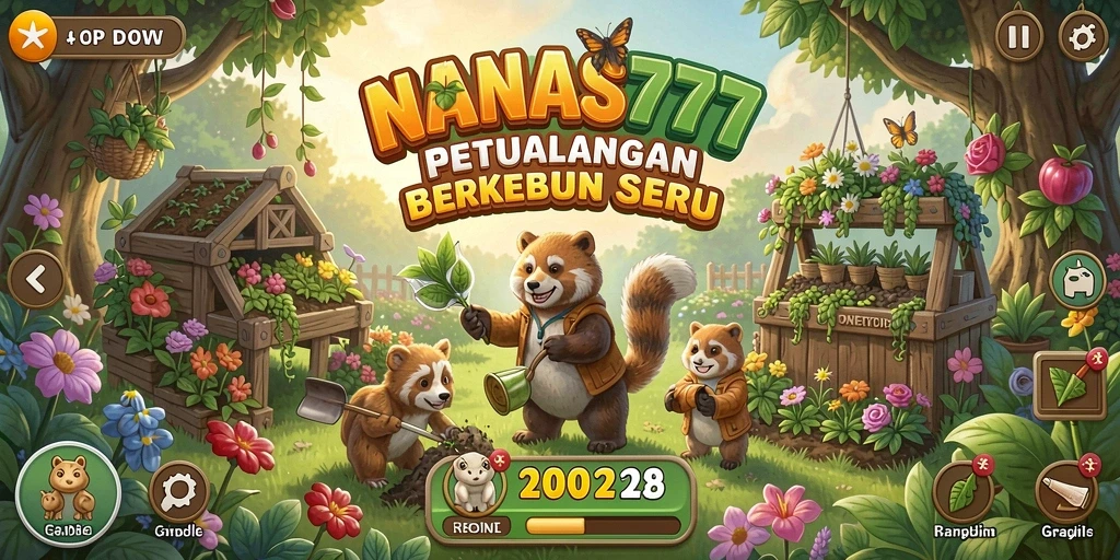 Tampilan gameplay NANAS777 dengan kebun nanas yang subur.