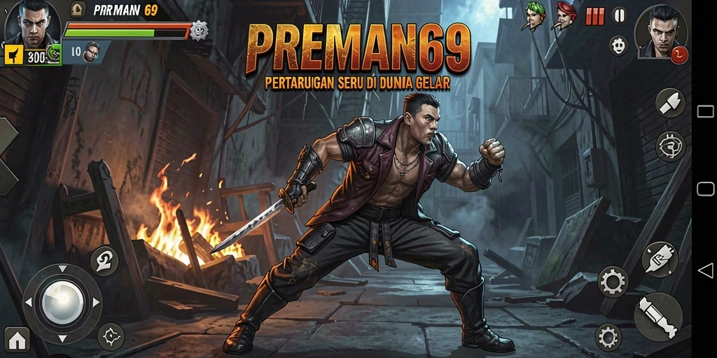 Tampilan gameplay seru dalam pertarungan di PREMAN69.