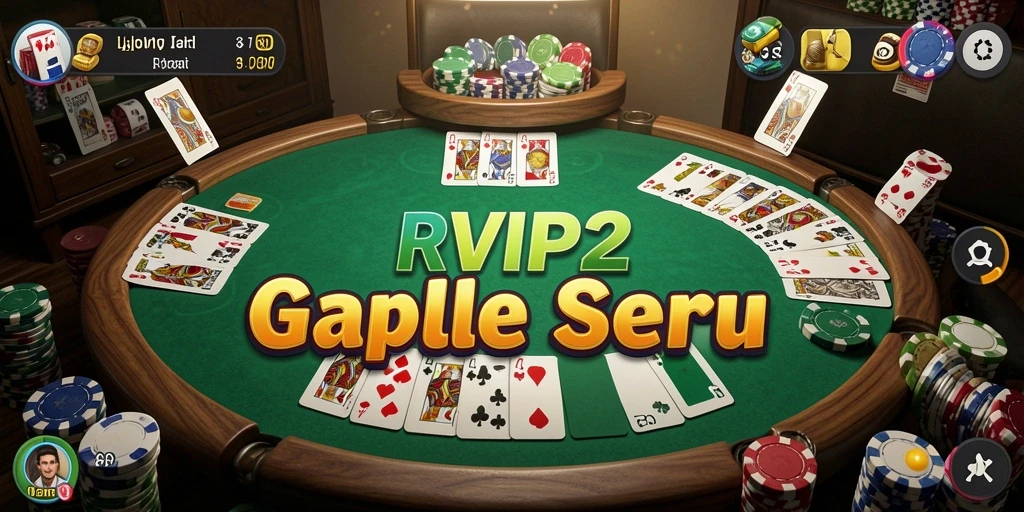 Tampilan gameplay seru dalam RVIP2 saat bermain Gaple.