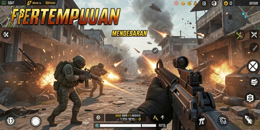 Gameplay intens dengan aksi tembak-menembak yang seru.