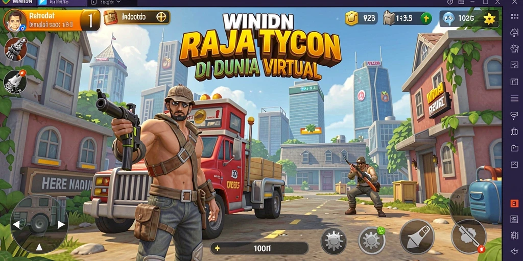 Screenshot gameplay <strong>WINIDN</strong> menunjukkan keseruan membangun kerajaan bisnis.
